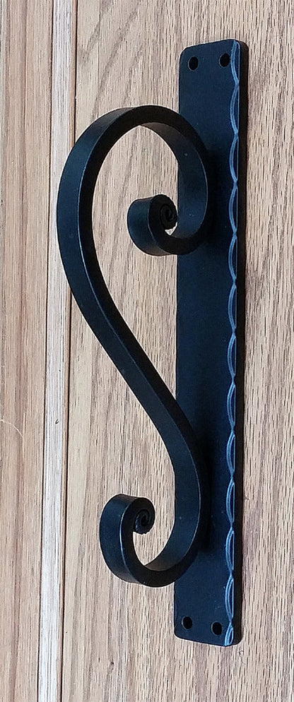 Medium Scroll Door Pull, Gate Pull, Black Powder Coat Finish - Wild West Hardware
