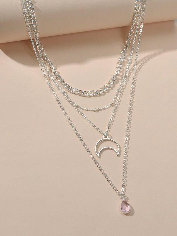 Moon Charm Layered Necklace for Women