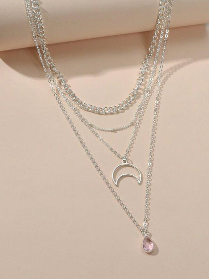 Moon Charm Layered Necklace for Women