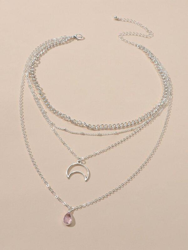 Moon Charm Layered Necklace for Women