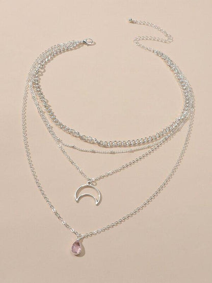 Moon Charm Layered Necklace for Women