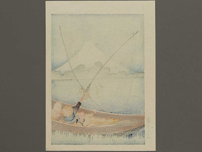 Mt. Fuji behind the net from the series One Hundred Views of Mount Fuji by Katsushika Hokusai, (Medium print size) / BJ327-607