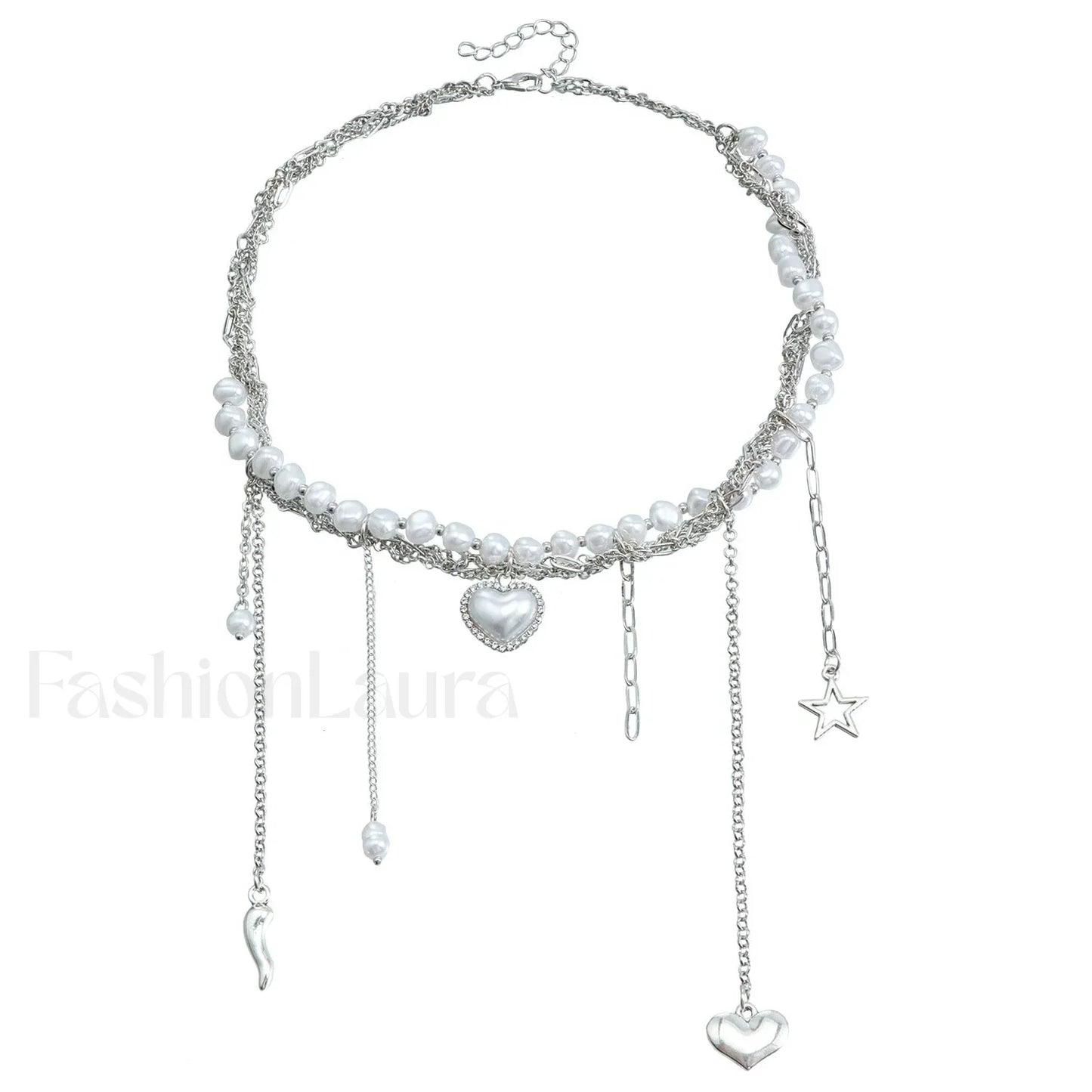 Multi-layer Tassel Pearl Star Pendant Necklace