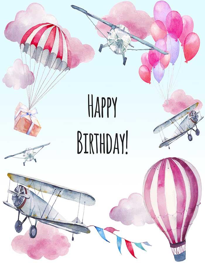 Painted Airplane Hot Air Balloon For Birthday Photography Backdrop J-0015 Shopbackdrop