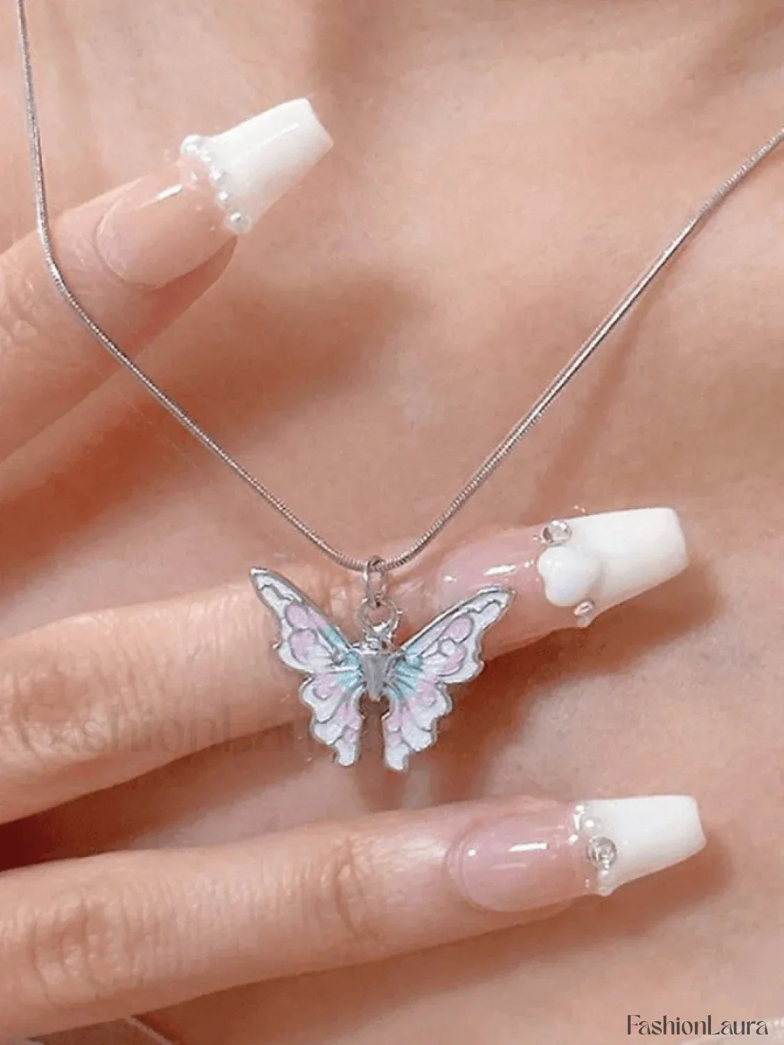 Pastel Butterfly Charm Necklace