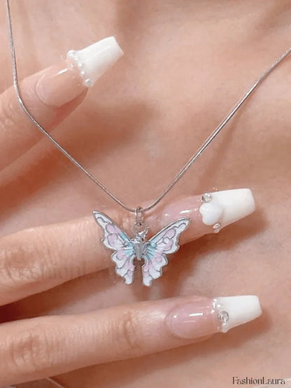 Pastel Butterfly Charm Necklace