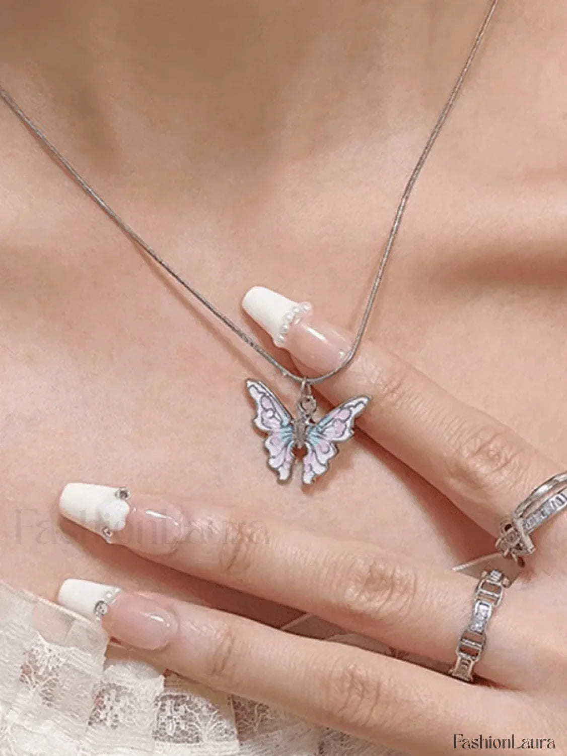 Pastel Butterfly Charm Necklace