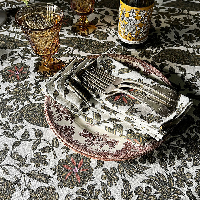 PATCH NYC Regal Bird Spice Linen Tablecloth