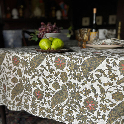 PATCH NYC Regal Bird Spice Linen Tablecloth