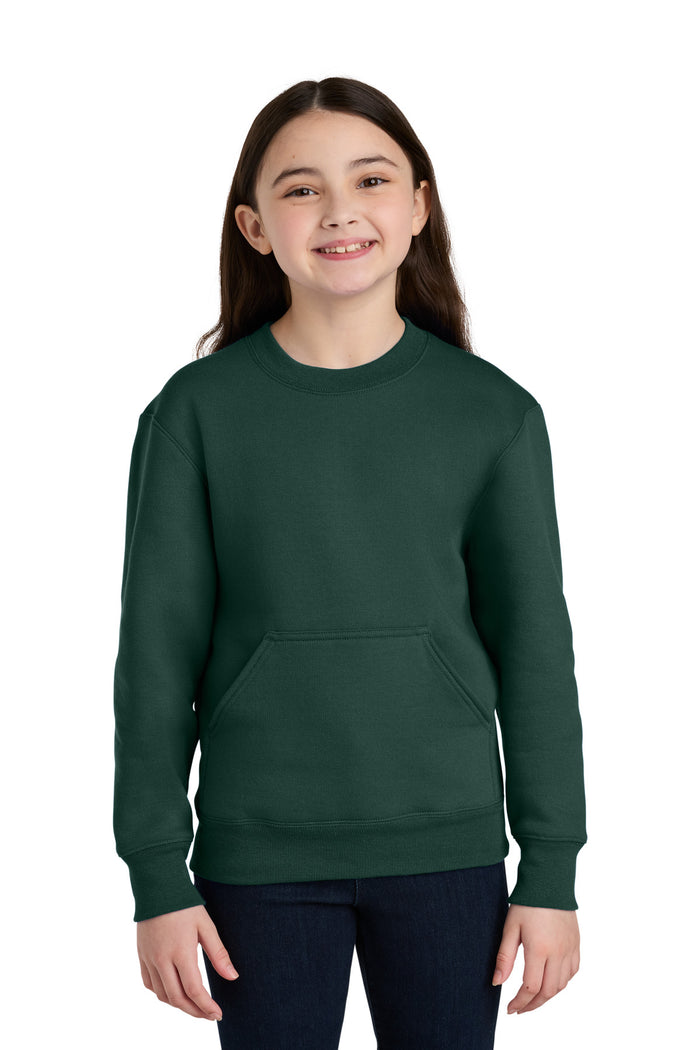 Port & Co™ Youth Core Fleece Crewneck Pocket Sweatshirt PC78YPKT