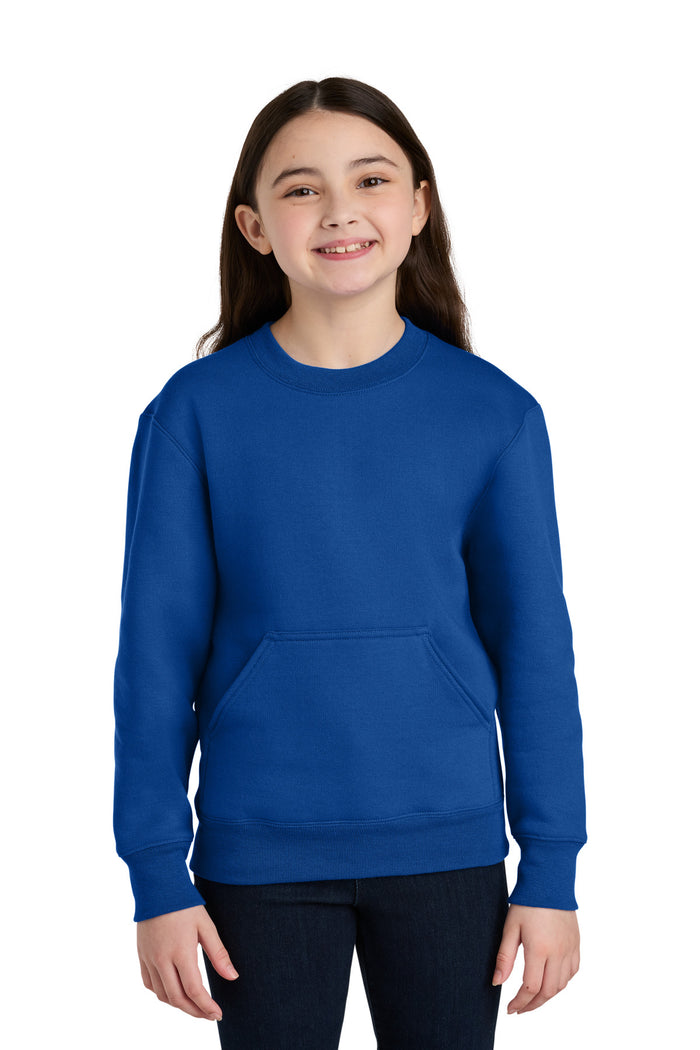 Port & Co™ Youth Core Fleece Crewneck Pocket Sweatshirt PC78YPKT