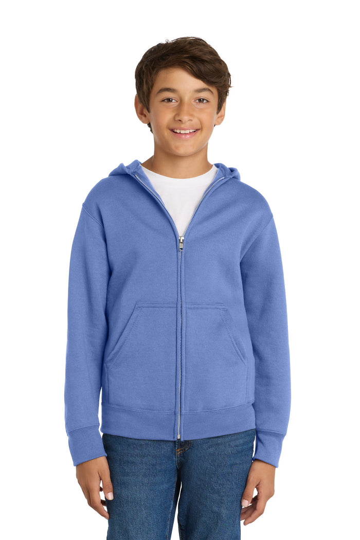 Port & Co™ Youth Core Fleece Full-Zip Hooded Sweatshirt.  PC90YZH