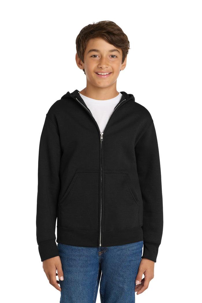 Port & Co™ Youth Core Fleece Full-Zip Hooded Sweatshirt.  PC90YZH