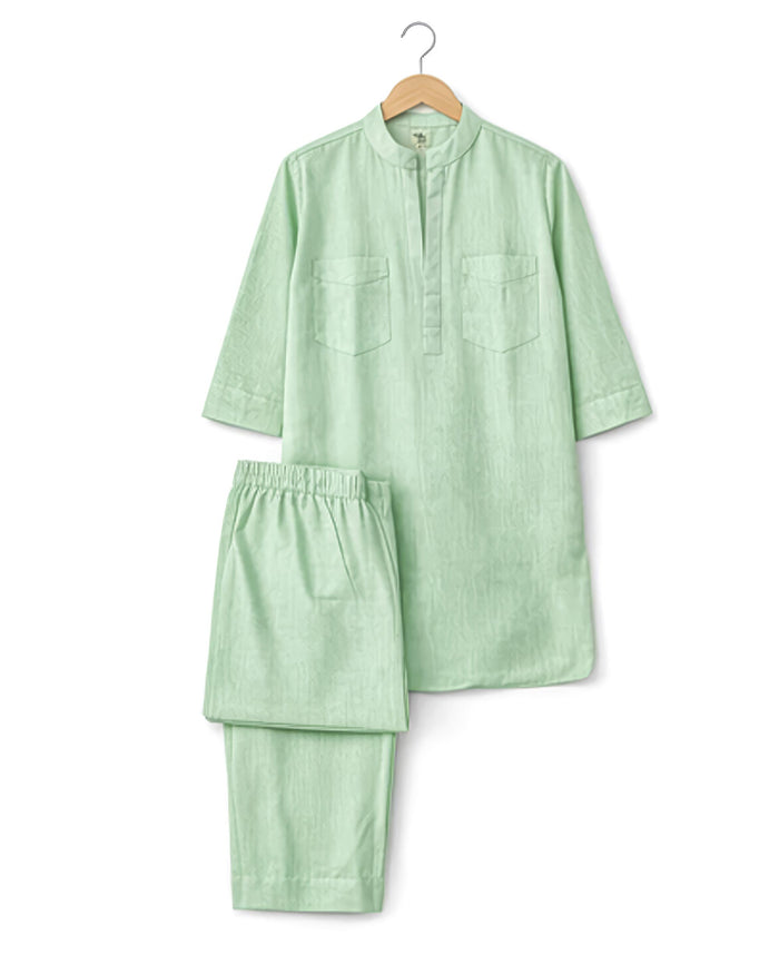 Powder Green Linen Blend Kurta Co-ord Set for Women