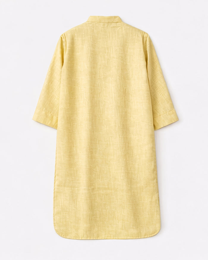 Powder Yellow Linen Blend Kurta Co-ord Set for Women