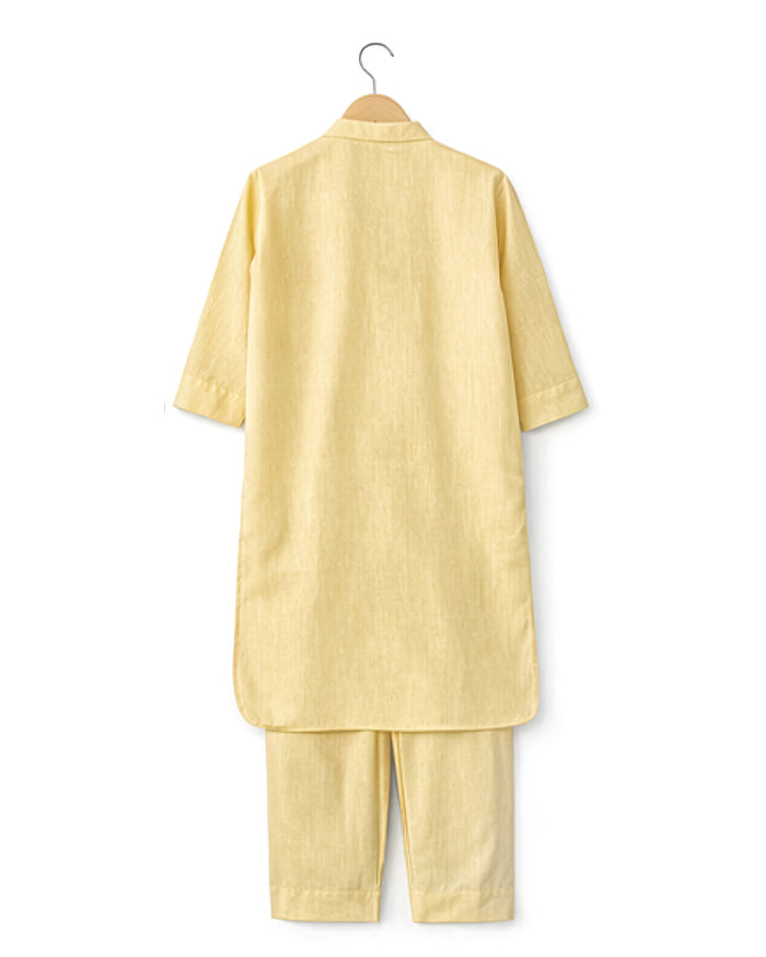 Powder Yellow Linen Blend Kurta Co-ord Set for Women