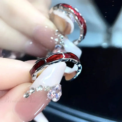 Rebel Spikes Creeper Crimson Gem Gothic Ring