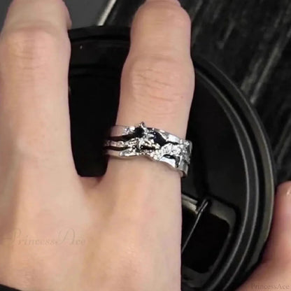 Rebellious Dark Bat Wing Ring