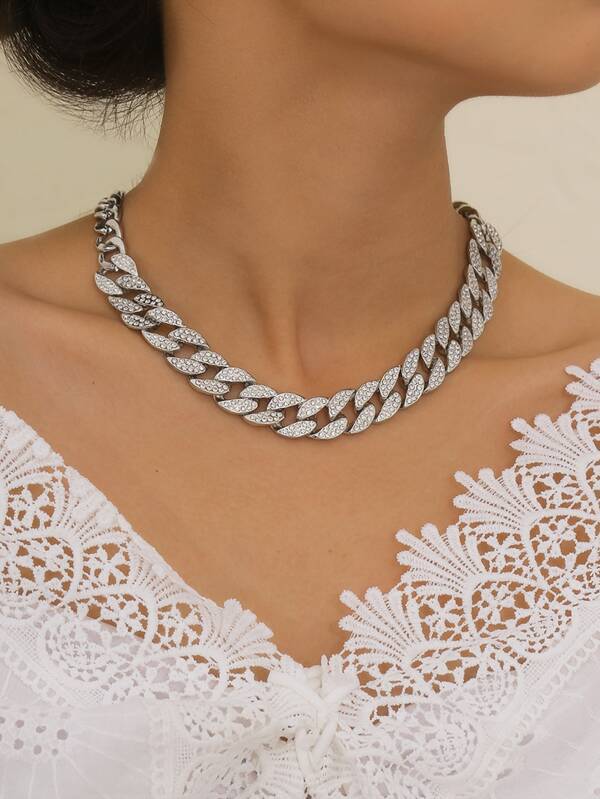 Rhinestone Chain Necklace for Women