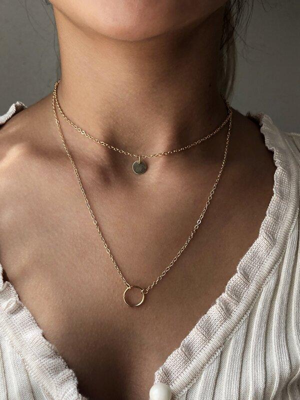 Ring Charm Layered Necklace for Women
