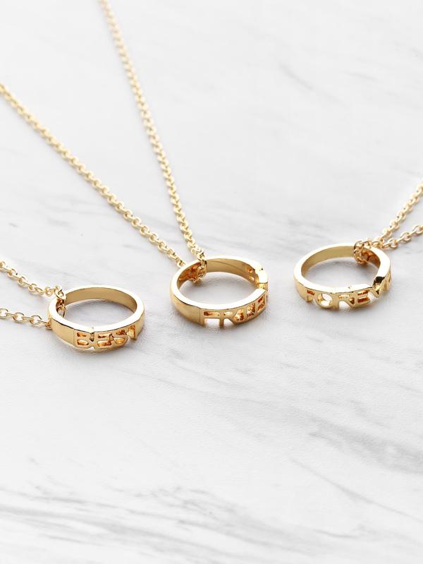 Ring Embellished Friendship Pendant Necklace 3pcs for Women