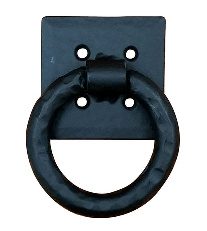 Ring Pull, hammered and Distressed 3" ring with hammered back plate - Wild West Hardware