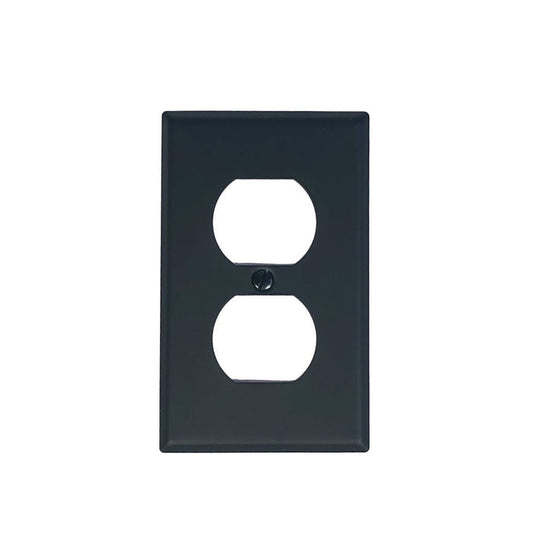 Rustic Switchplates - Single Duplex Receptacle Wall Plate - Matte Black Finish - Sold Individually