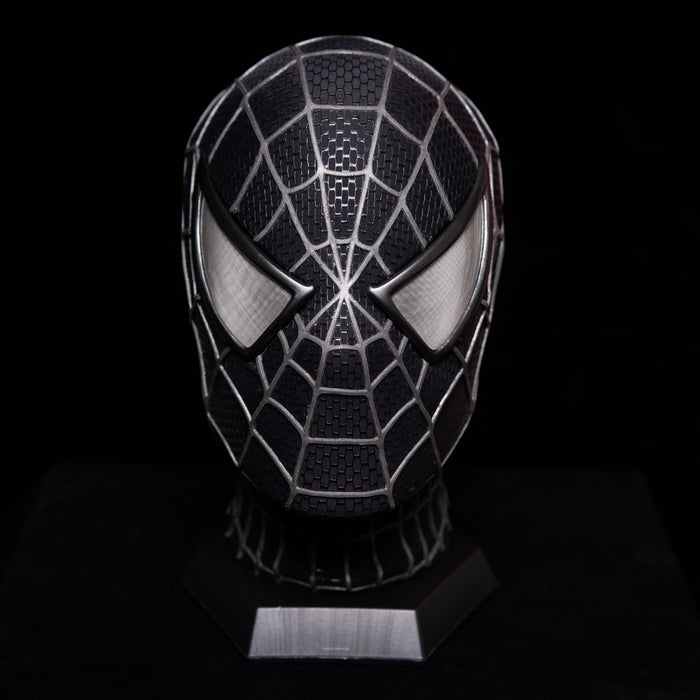 Sam Raimi Spidey Mask (Adults) with Full Head Shell & 3D Rubber Web (Black)