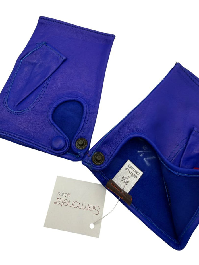 Sermoneta Cerulean Blue Leather Driving Gloves – Size 7½