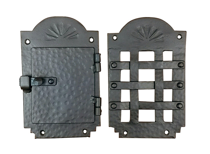 Speakeasy Grille, Peephole,  Iron Door Viewer, "Old Hacienda Style"  (2 pc. Iron Speakeasy Door Viewer Kit) - Wild West Hardware
