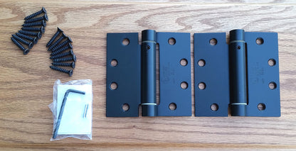 Spring Hinges for gates,  4.5 inch x 4.5 inch with Square Corners, Black finish (2 Pack) - Wild West Hardware
