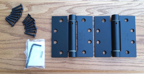 Spring Hinges for gates,  4.5 inch x 4.5 inch with Square Corners, Black finish (2 Pack) - Wild West Hardware