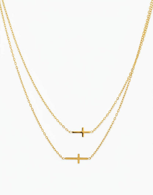 Stainless 2 Layered Cross Necklace