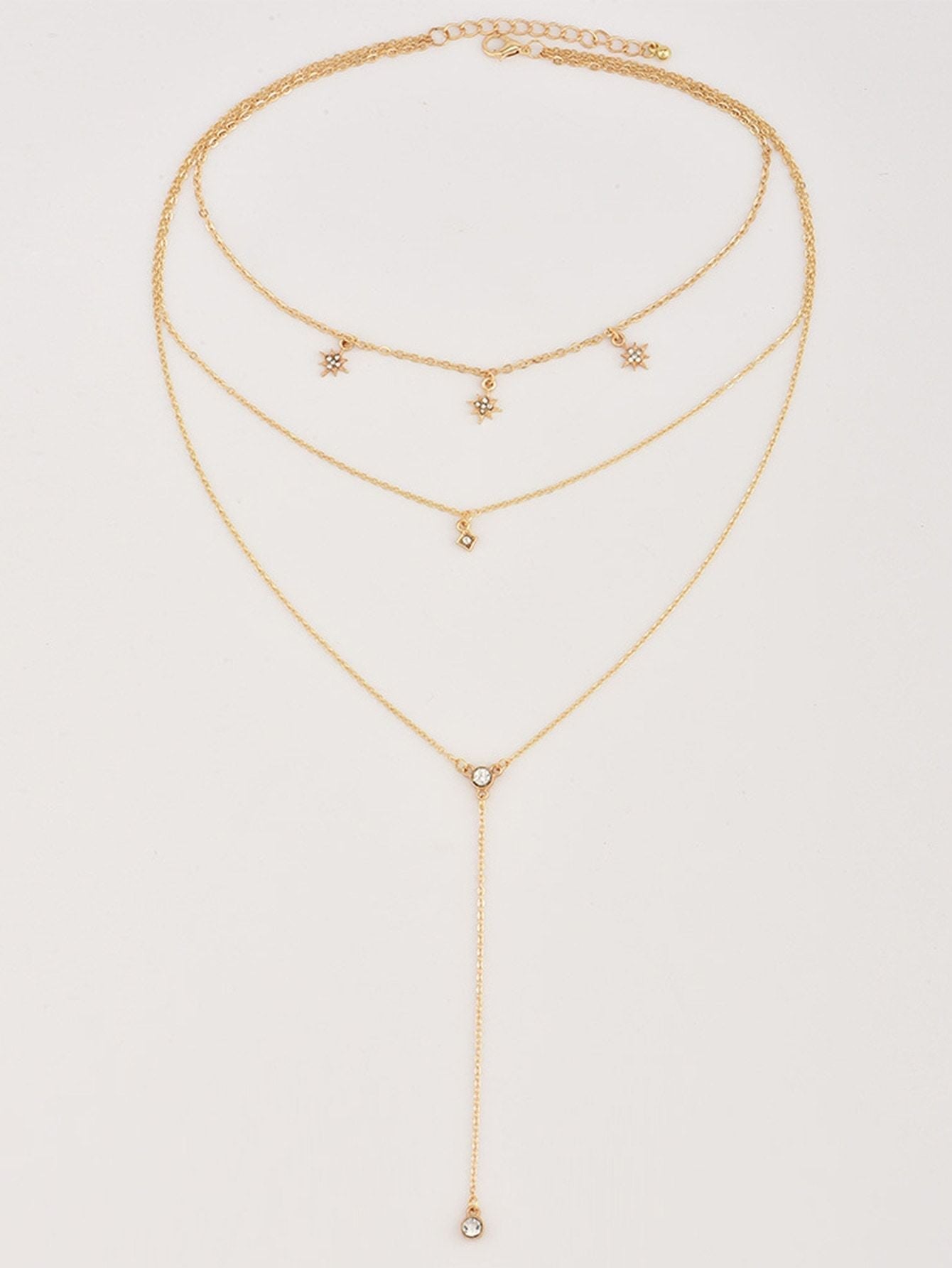 Star Detail Lariats Layered Necklace for Women