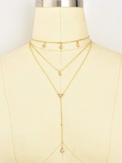 Star Detail Lariats Layered Necklace for Women