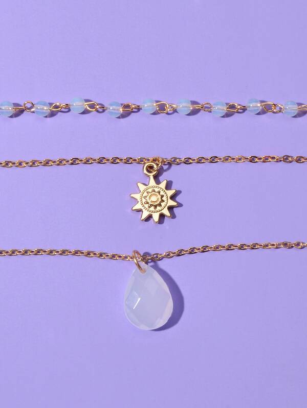 Sun Charm Layered Necklace for Women