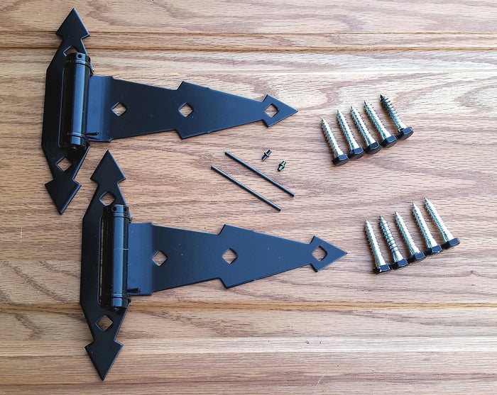 T Hinges - Decorative Spring Hinges -Black - 7 Inches (2 Pack) - Wild West Hardware