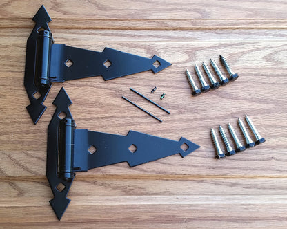T Hinges - Decorative Spring Hinges -Black - 7 Inches (2 Pack) - Wild West Hardware