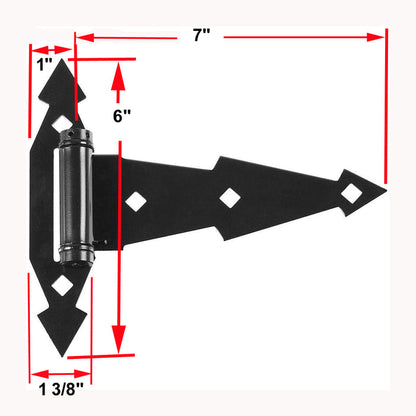 T Hinges - Decorative Spring Hinges -Black - 7 Inches (2 Pack) - Wild West Hardware