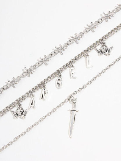Thorn & Angel Charm Layered Necklace for Women
