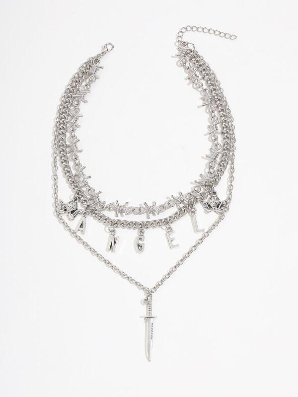 Thorn & Angel Charm Layered Necklace for Women