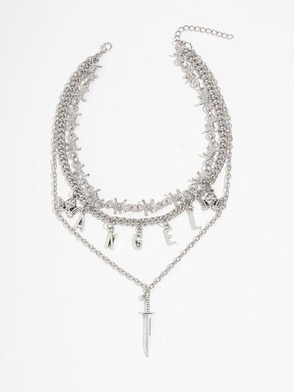 Thorn & Angel Charm Layered Necklace for Women