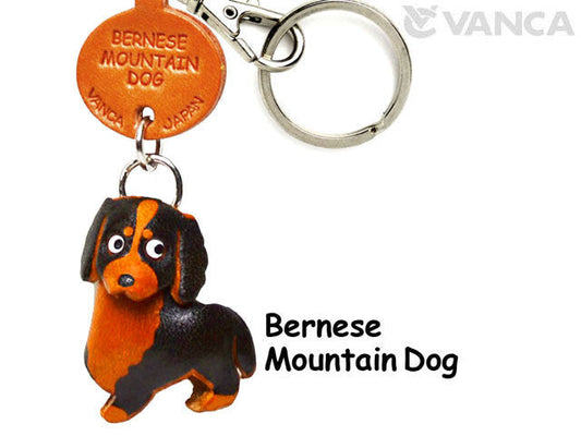 Three Dimensional Leather Bernese Keychain