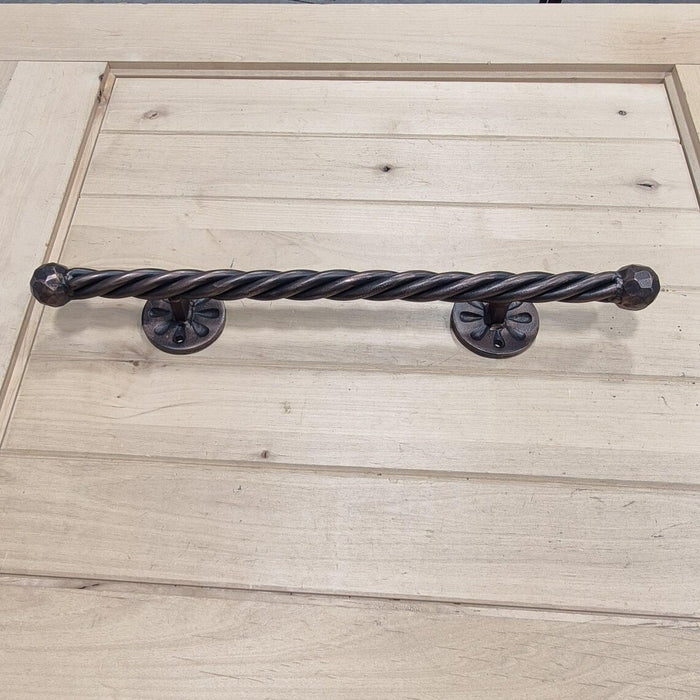 Twisted Iron Strand Door Pull Barn Door Handle with Hammered Ball Finials