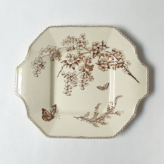 Vintage Brown Transferware Newport Ceramic Tray Made in England