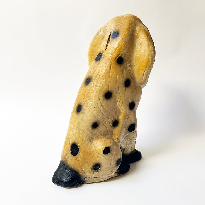Vintage Chalkware Seated Spotted Dog Figurine Bank