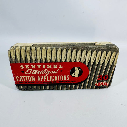 Vintage Cotton Applicator Tin Sentinel Sterilized Cotton Applicators Medical Tin