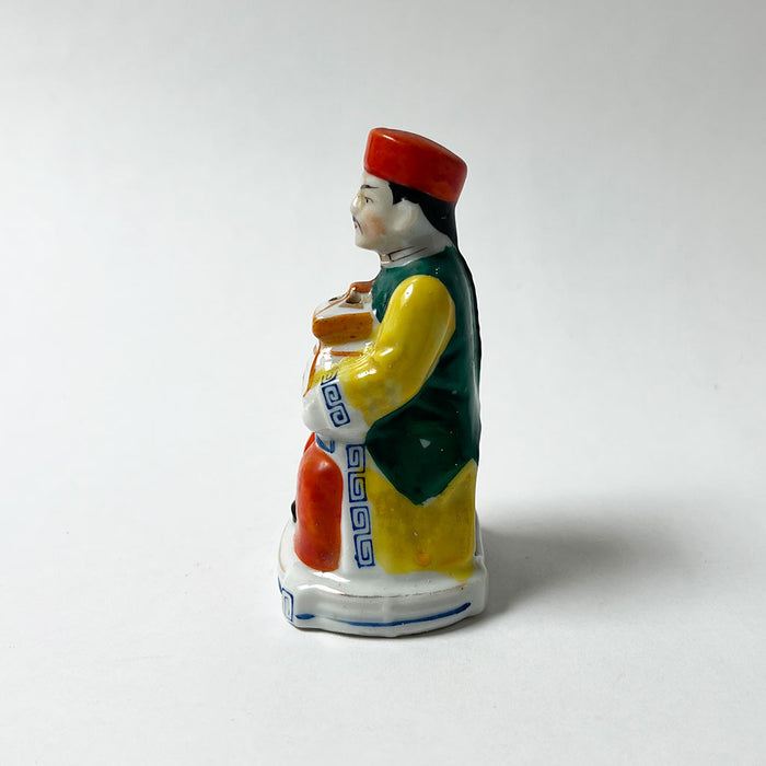 Vintage Figural Man with an Orange Box Ceramic Incense Burner Made in Occupied Japan