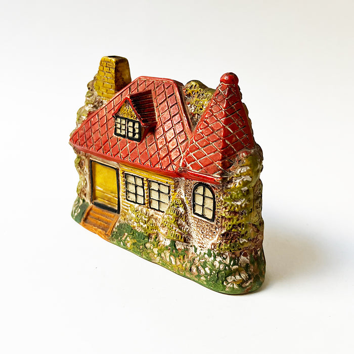 Vintage Garden Cottage with a Red Roof Ceramic Incense Burner