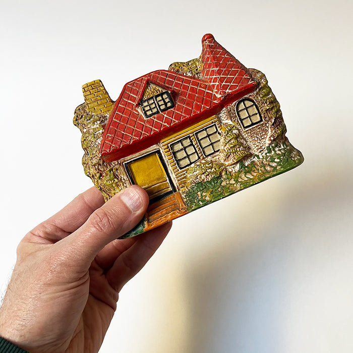 Vintage Garden Cottage with a Red Roof Ceramic Incense Burner